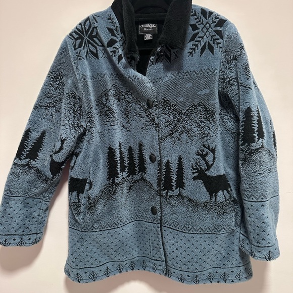 Vintage Fleece Jacket with Nature Design - Women’s Size 1X - 90’s Cottagecore - Picture 5 of 5